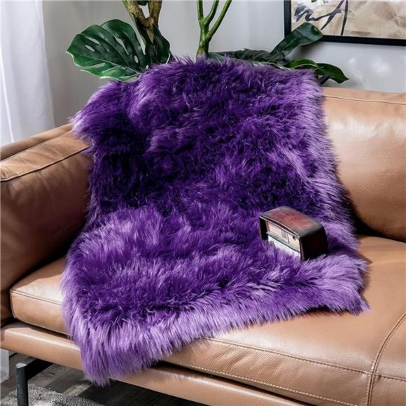 FluffyRug Soft Shaggy FauxFur Area Rug Luxury PlushRectangle Carpet for Bedroom - Picture 5 of 6